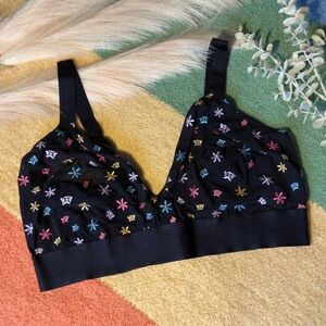 Parade | Silky Mesh Triangle Bralette with Wildflower Embroidery